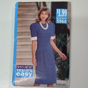 See&Sew 5960 Uncut Vintage Dress Pattern (12-14-16)